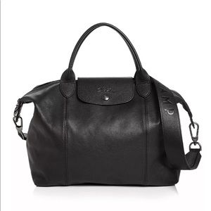 Longchamp Medium Le Pliage Cuir Leather Top Handle Tote